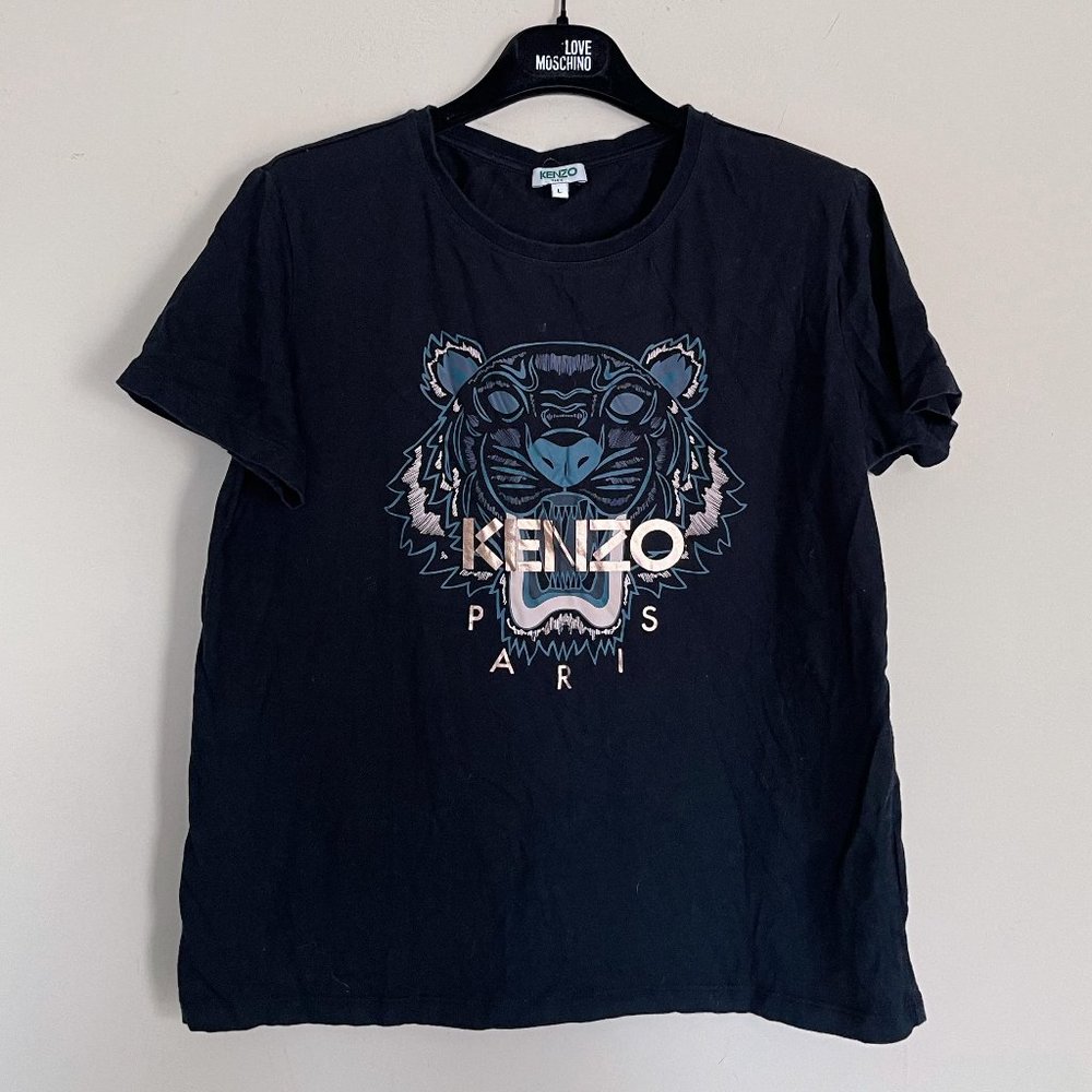 KENZO Tiger Motif Cotton-jersey T-shirt In Black Sz L